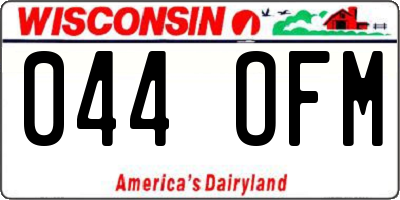 WI license plate 044OFM