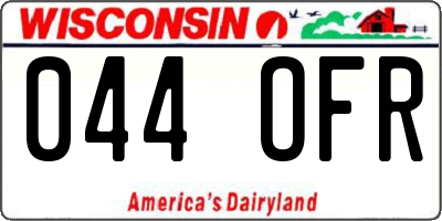 WI license plate 044OFR