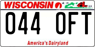 WI license plate 044OFT