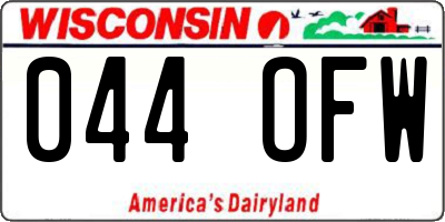 WI license plate 044OFW