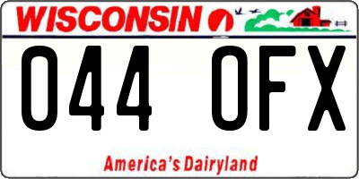 WI license plate 044OFX