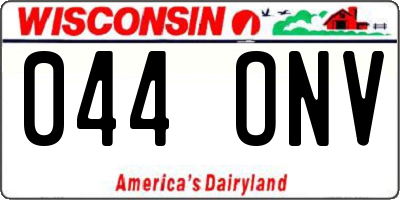 WI license plate 044ONV