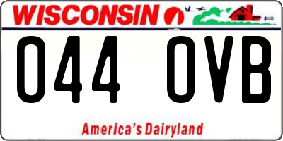 WI license plate 044OVB