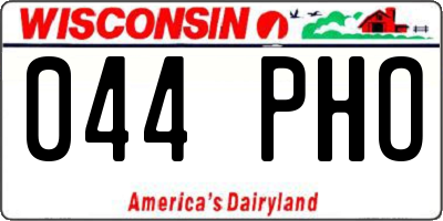 WI license plate 044PHO