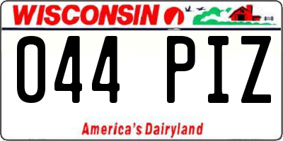 WI license plate 044PIZ
