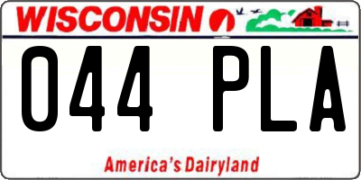 WI license plate 044PLA