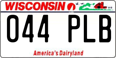 WI license plate 044PLB