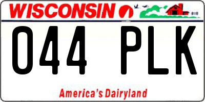 WI license plate 044PLK