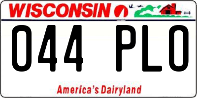 WI license plate 044PLO