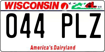WI license plate 044PLZ