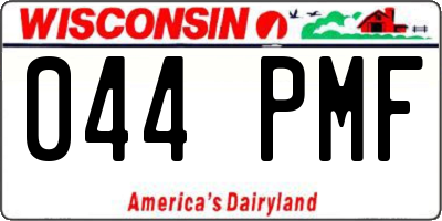 WI license plate 044PMF