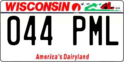 WI license plate 044PML