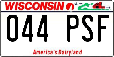 WI license plate 044PSF