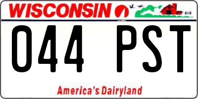 WI license plate 044PST