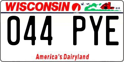 WI license plate 044PYE