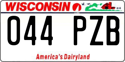 WI license plate 044PZB