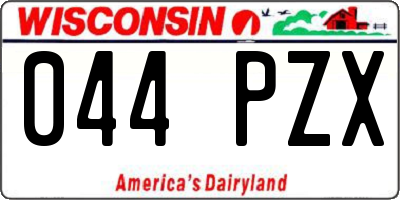 WI license plate 044PZX