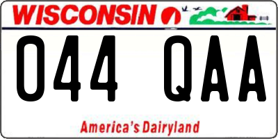 WI license plate 044QAA