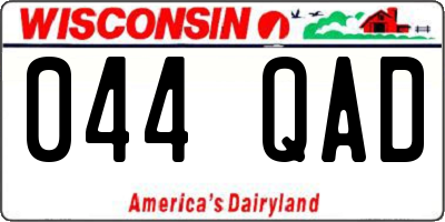 WI license plate 044QAD