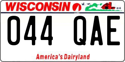 WI license plate 044QAE