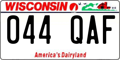 WI license plate 044QAF