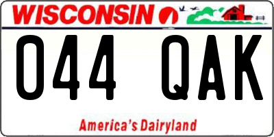 WI license plate 044QAK