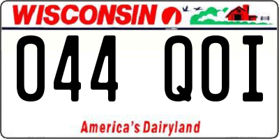WI license plate 044QOI