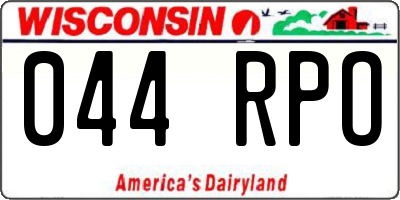 WI license plate 044RPO