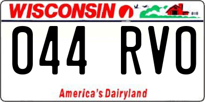 WI license plate 044RVO