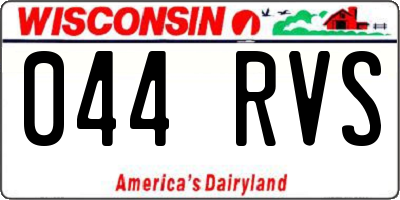 WI license plate 044RVS