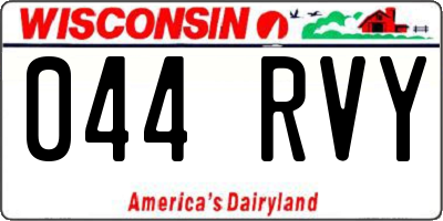 WI license plate 044RVY