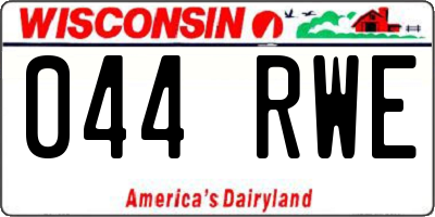 WI license plate 044RWE