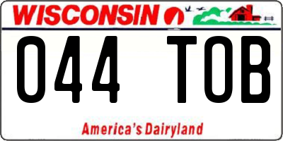 WI license plate 044TOB