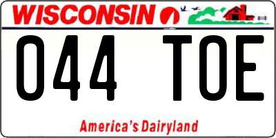 WI license plate 044TOE