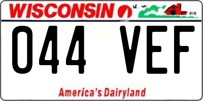 WI license plate 044VEF