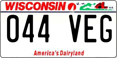 WI license plate 044VEG