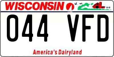 WI license plate 044VFD