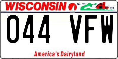 WI license plate 044VFW