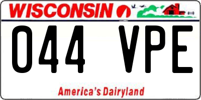 WI license plate 044VPE