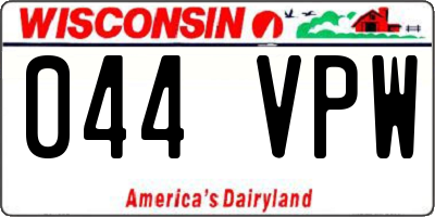 WI license plate 044VPW