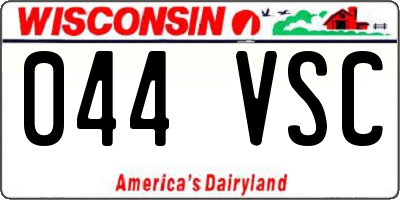WI license plate 044VSC