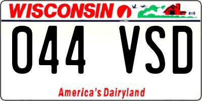 WI license plate 044VSD
