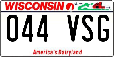 WI license plate 044VSG