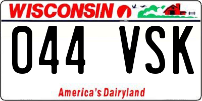 WI license plate 044VSK