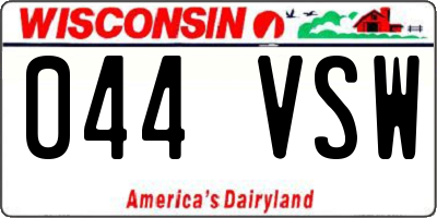 WI license plate 044VSW