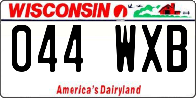 WI license plate 044WXB