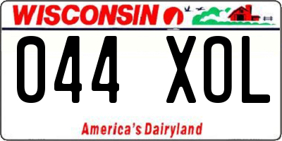 WI license plate 044XOL