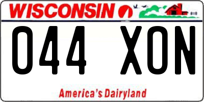 WI license plate 044XON