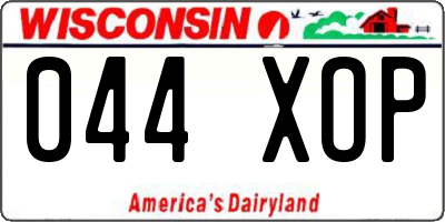 WI license plate 044XOP