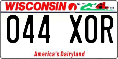 WI license plate 044XOR